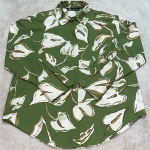Zara Green Floral Women’s Button Down Blouse